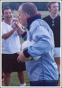 It was vital in soaring temperatures to take plenty of liquid on board during a game as this Scottish athlete demonstrates.