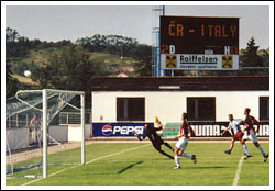 A Czech striker blasts over in the Final against Italy.