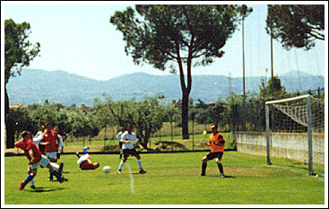 Looking good: Richmond produces an exquisite finish to level against the Italians.