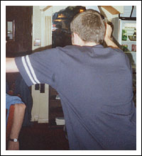 Groom re-enacts his trademark 'Village Idiot' goal celebration routine in the confined spaces of the Raj Tandoori.