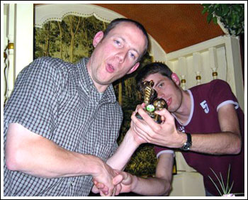 The gaffer suddenly worries that he left the price tag on...