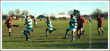 Craig Taylor rifles home the third Logica goal from the edge of the box.
