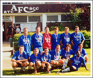 The French pose for a team photo outside the AFC club-house.